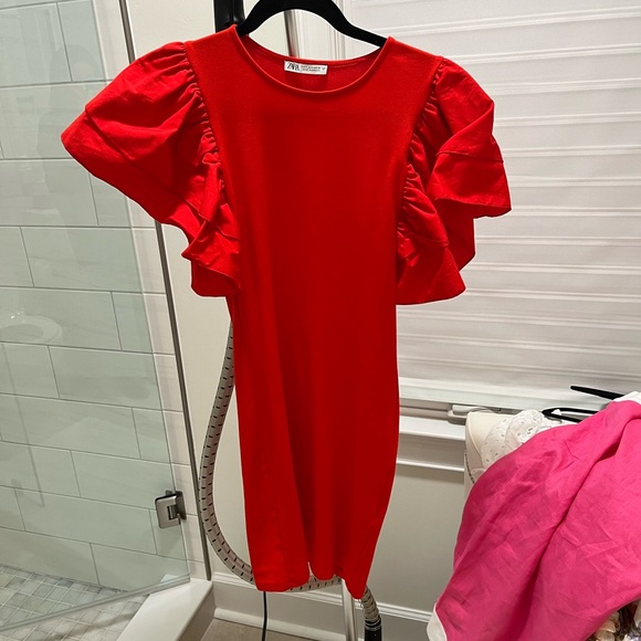 Zara Red Ruffle Dress - Picture 3 of 4